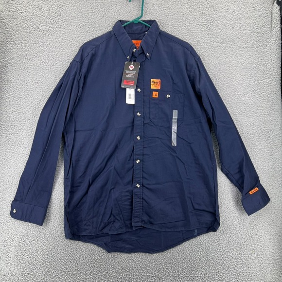 NWT WRANGLER‎ Riggs Workwear FR Flame Resistant Navy Work Shirt Mens Large - Picture 1 of 16